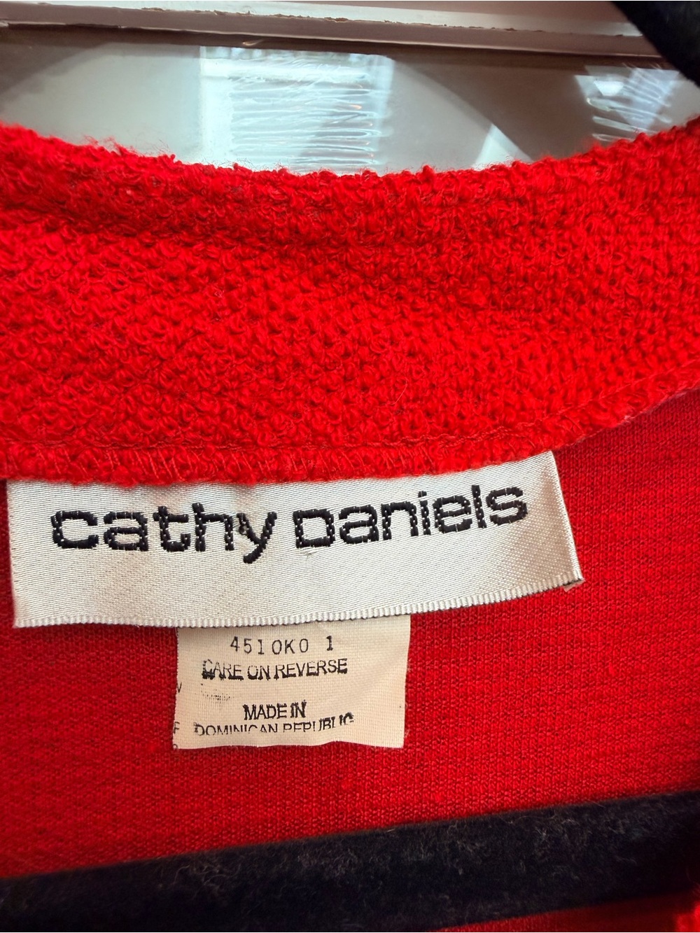 Vintage Cathy Daniels 90’s Red Embroidered Zip Front Cardigan Sweater Size XL - Picture 6 of 9